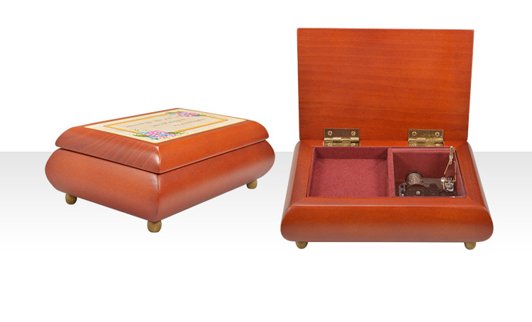 Wholesale velvet trinket MDF wooden music jewelry box 3
