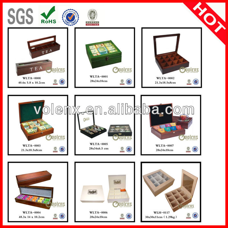 Wholesale Glass Lid Wooden Tea Gift Boxes Display with SGS&BV Approved 5