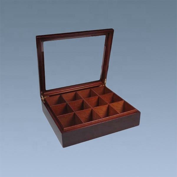 High End Custom Compartments Brown Wooden Tea Bag Box 5