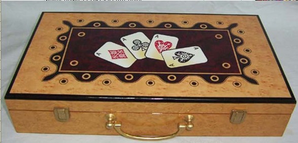 Professional Clear Glass Top 500pcs Poker Set in Wooden Box 5