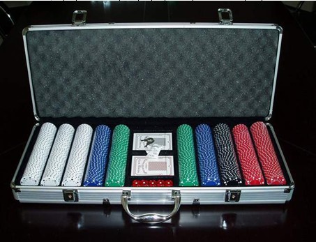 Professional Clear Glass Top 500pcs Poker Set in Wooden Box 3