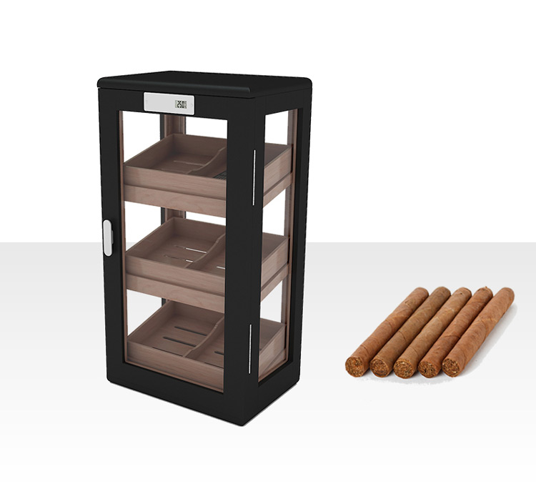 Angled three layer trays digital hygrometer & humidifier spanish cedar cigar cabinets 7