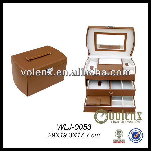 High End Portable Leather Jewelry Box For Packaging As A Gift With Custom Logo