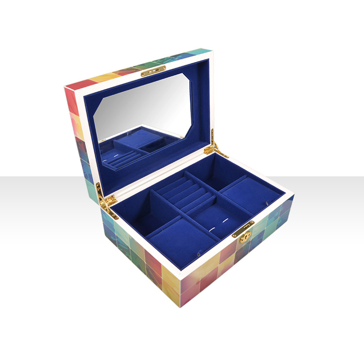 High quality rainbow Jewelry Storage wooden jewellery gift boxes jewel box wedding 7
