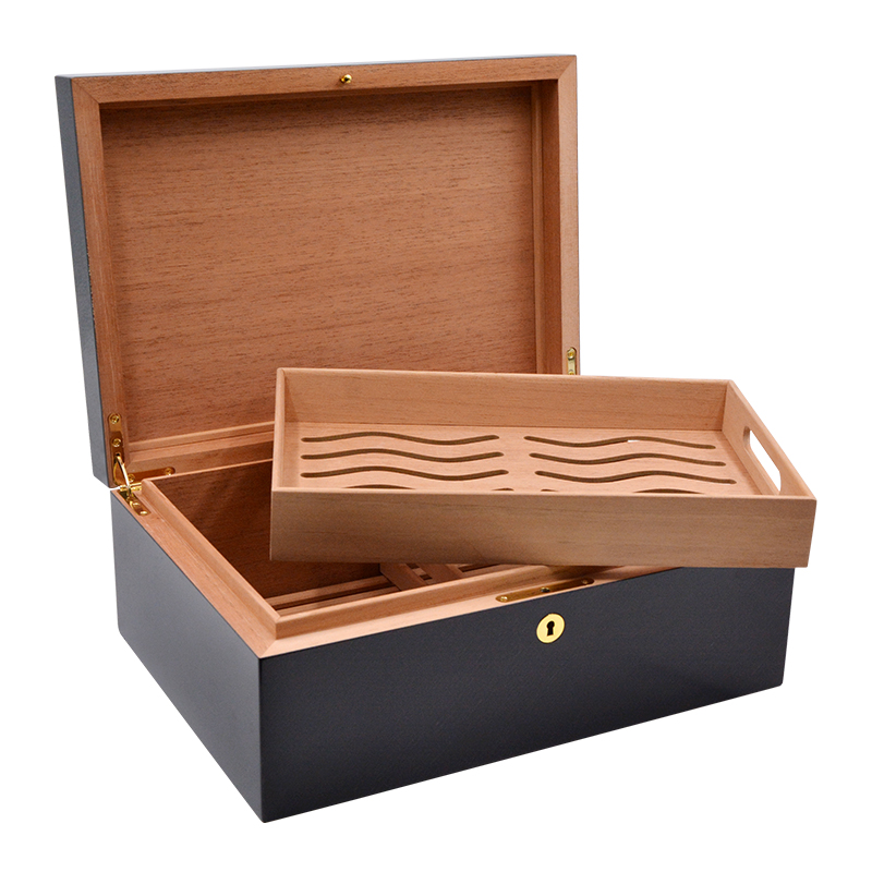 High glossy Custom Wholesale Spanish Cedar Wood Humidor Cigar Box 4