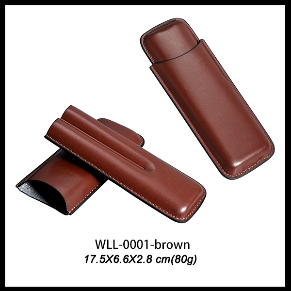 Hot Sale Travel PU Leather Mini 2 Cigar Humidor case WLL-0001 3