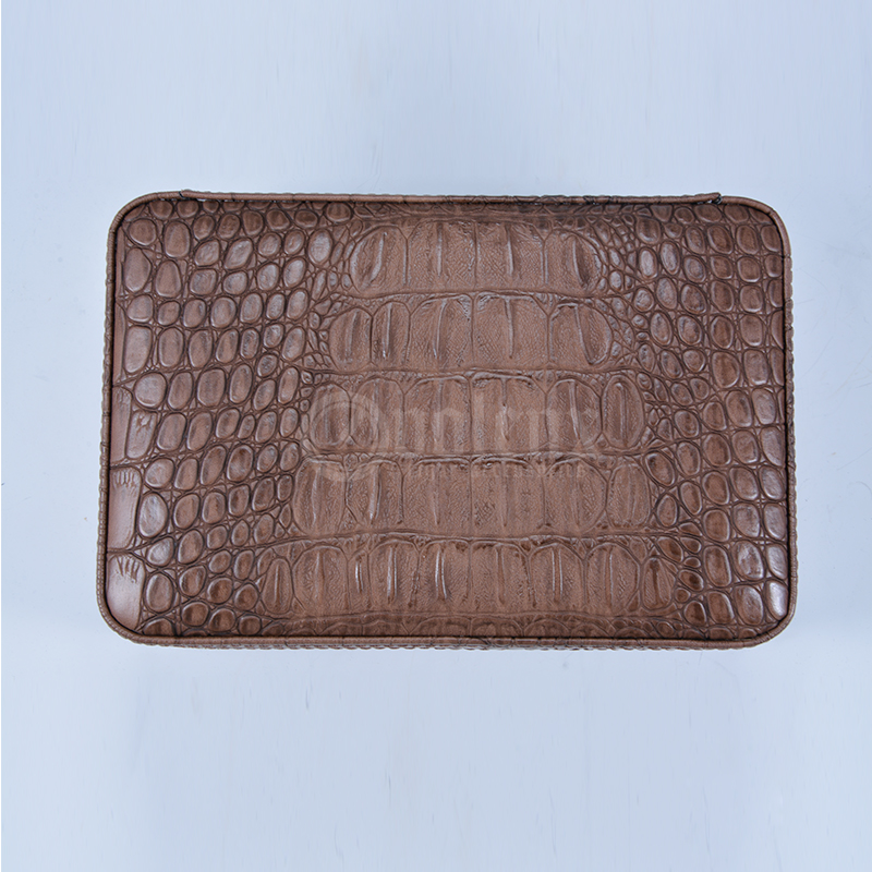 New Design Brown Pu Leather Spanish Cedar Travel Leather Cigar Case 12