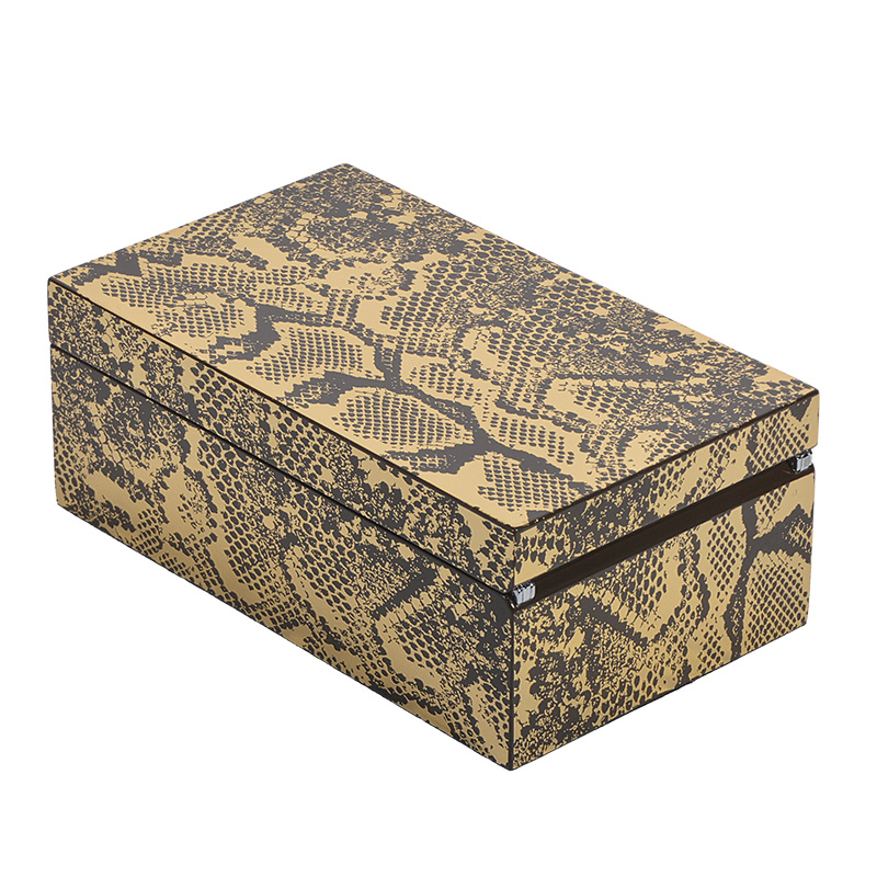 Matte surface snakeskin veneer pattern logo hot selling perfume wooden packing box 6