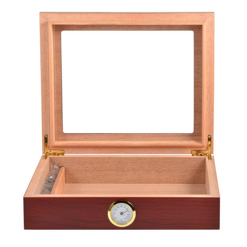 25CT glass top box spanish cedar cigar humidor humidifier 8