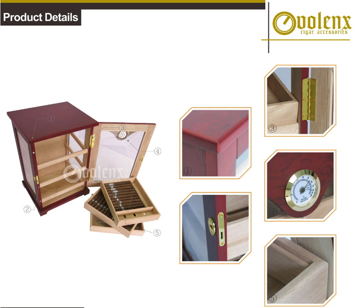 Wholesale luxury classic wooden cigar humidor cabinet display 6