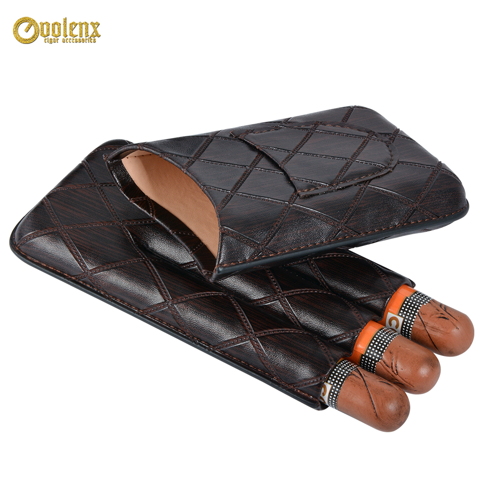 Hot selling portable  3CT PU leather cigar travel case for cigar storage 9