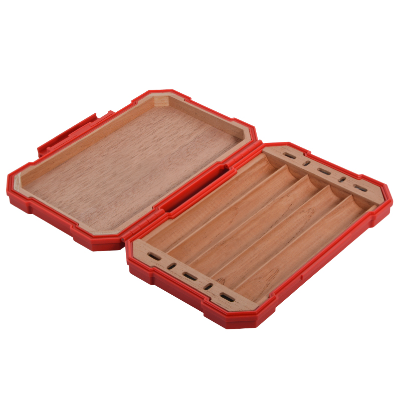 Wholesale custom logo waterproof portable plastic cigar case humidor with cedar veneer lining 7