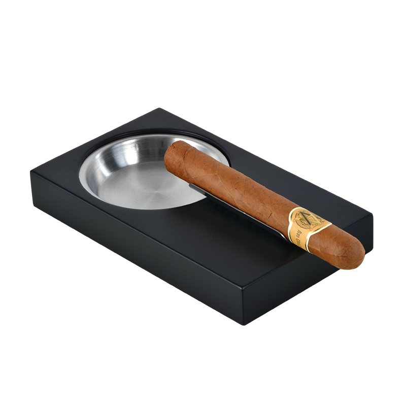 Top quality hot selling wood and stainless steel cigar ashtray custom logo 3