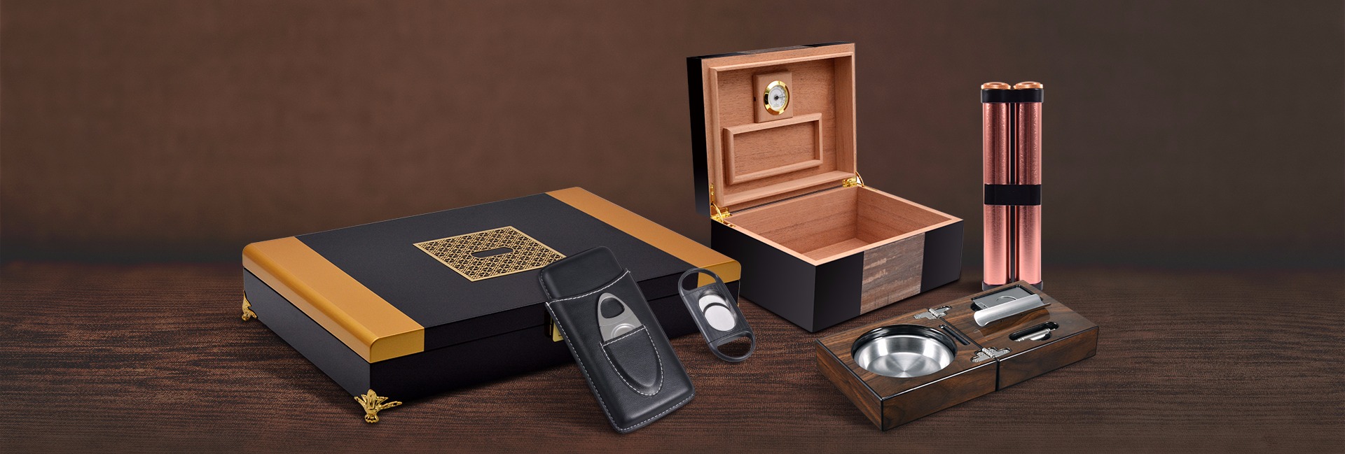 Black Color Traveling Design 5 Cigars Storage Cigar Box Plastic 2