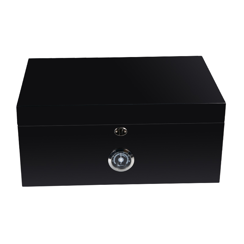 New Design Black Color Cigar Box Designs Wooden Cigar Humidor With Handle 4