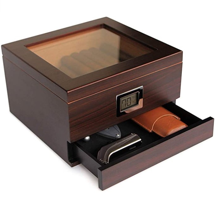 Hot seller Spanish Cedar Wood Cabinet Cigar Humidor with drawer for cigar display 5