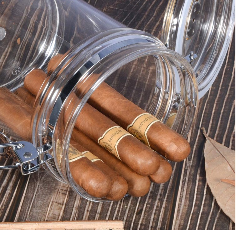 Stash box SAcrylic Cigar Humidor Jar with Hygrometer 6