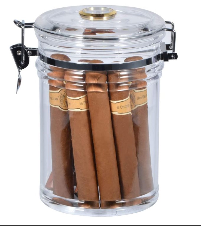 Acrylic Cigar Humidor Jar with Hygrometer 4