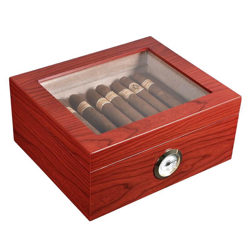 High class luxury glass top cigar humidor 25-50ct cigars with factory price 10