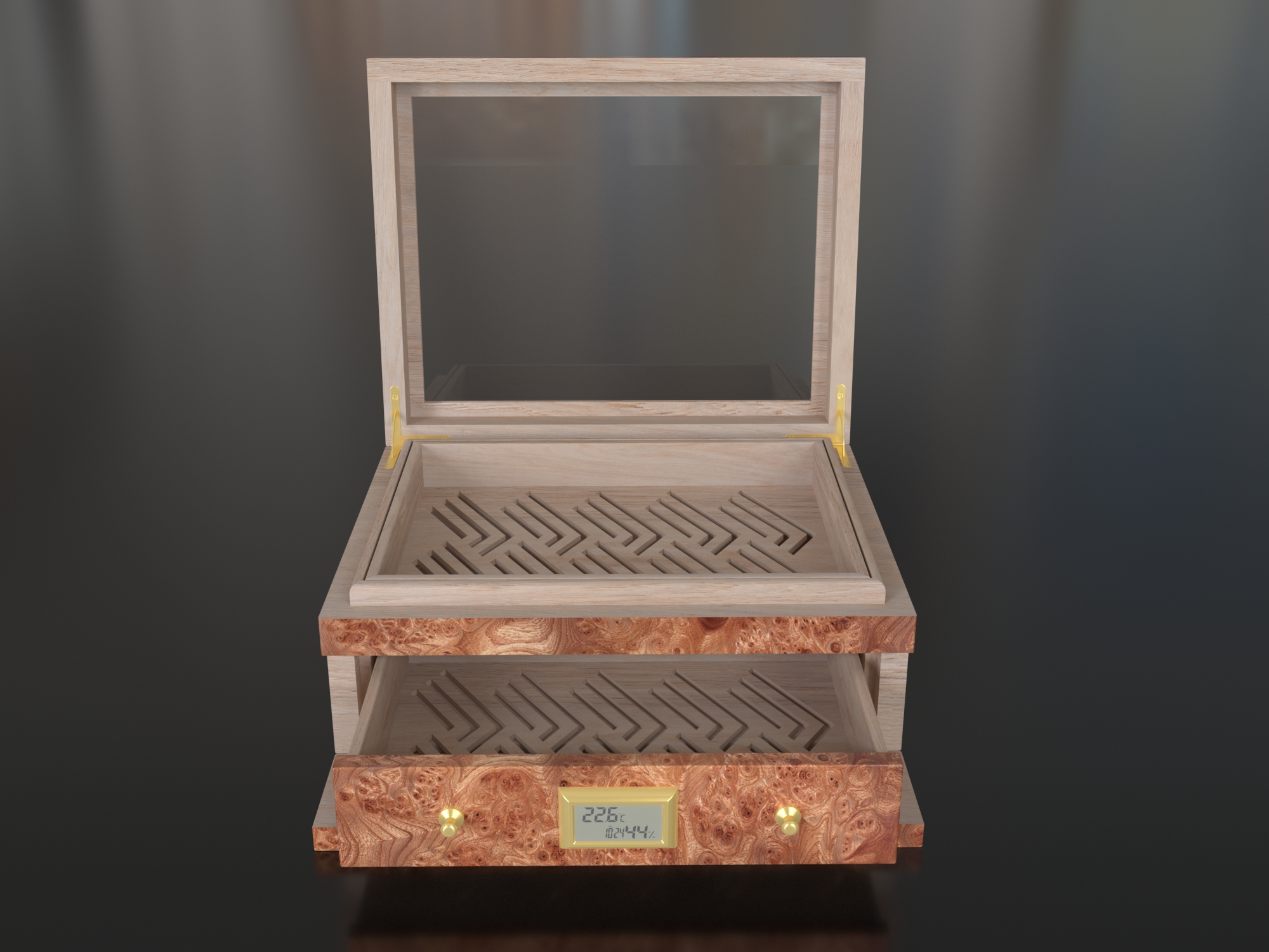 High Gloss wooden box Cigar Humidor, handmade Cedar Wood cigar box, Desktop humidors with Hygrometer and Humidifier 4