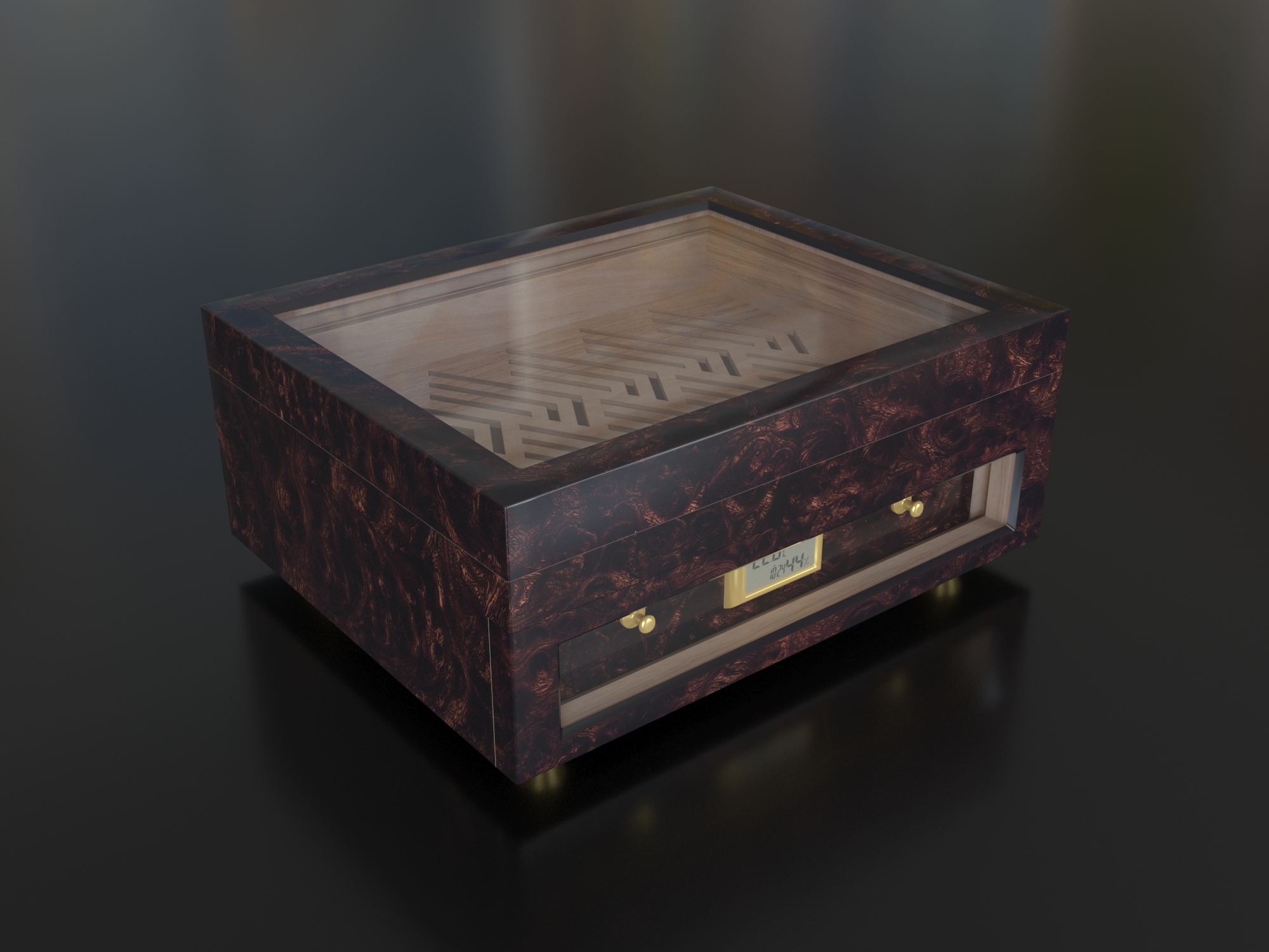High Gloss wooden box Cigar Humidor, handmade Cedar Wood cigar box, Desktop humidors with Hygrometer and Humidifier 6