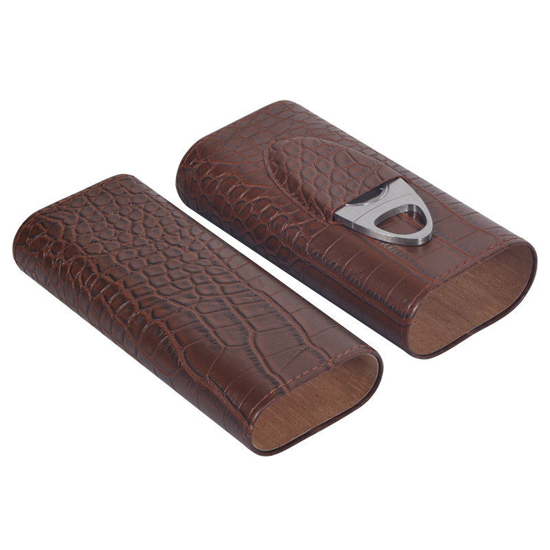Travel Cigar Leather Case with Cutter Humidor Cigar Case 5