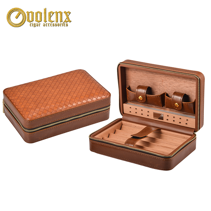  High Quality Leather cigar case for 4ct cigars 4