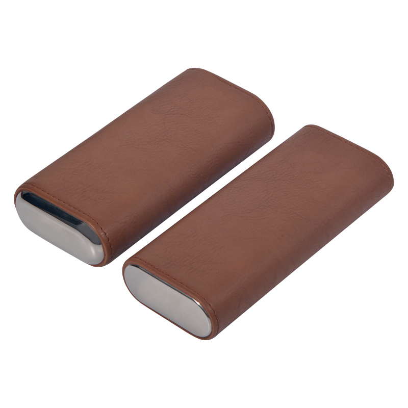 Brown OEM color cigar leather case for cigar storage and cigar fan 10