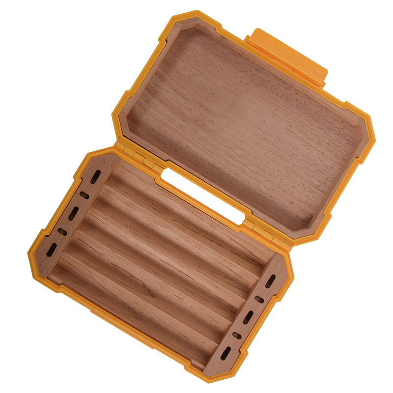 Wholesale Custom LOGO Portable Travel Humidor Box Plastic Cedar Cigar Box 5