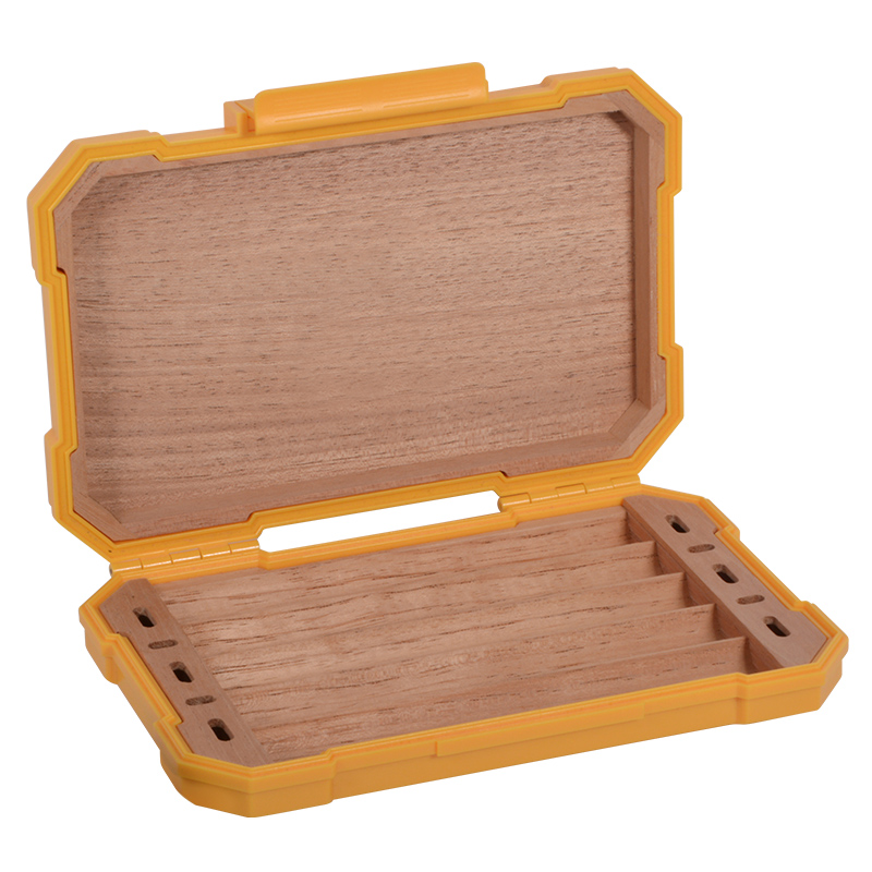 Wholesale Custom LOGO Portable Travel Humidor Box Plastic Cedar Cigar Box 4