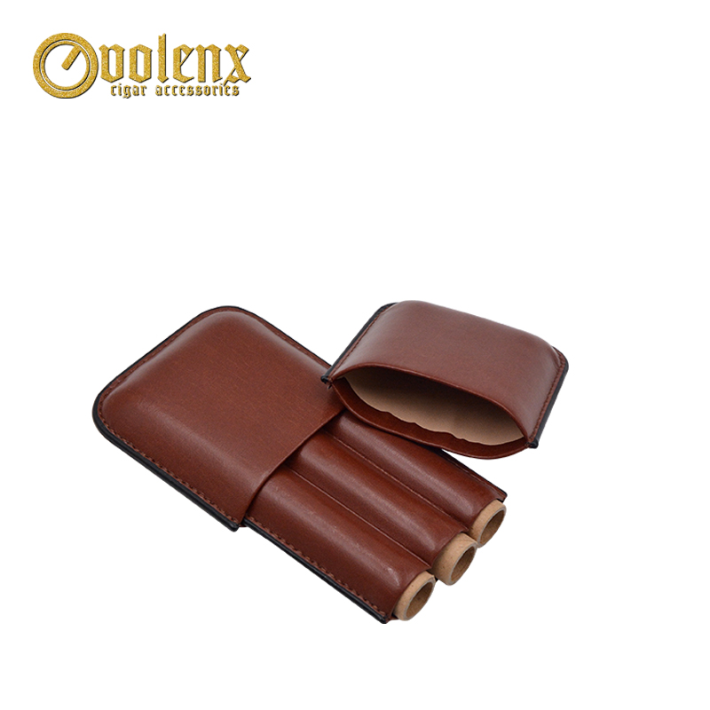 wholesale custom luxury portable PU leather travel cigar case for suit pocket 2