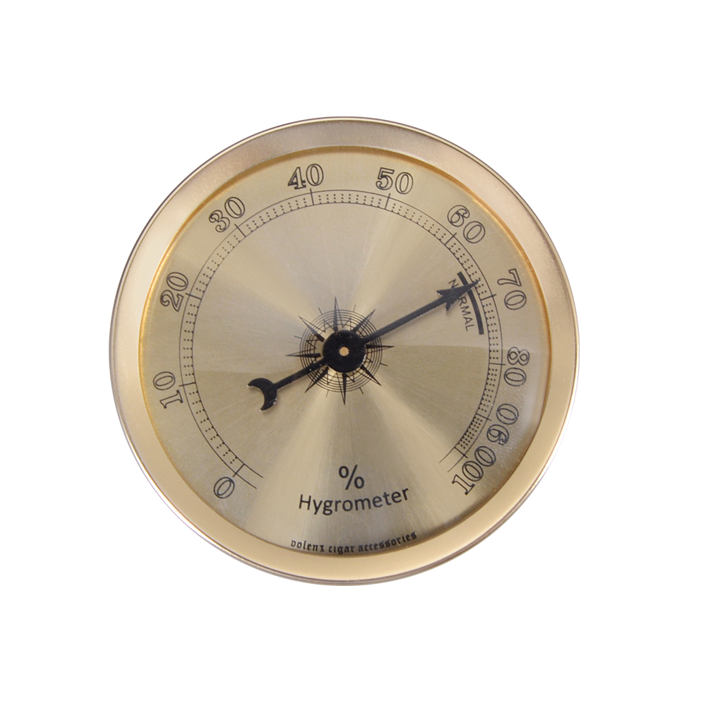 Hotsale Delicate golden round cigar hygrometer for humidor 2
