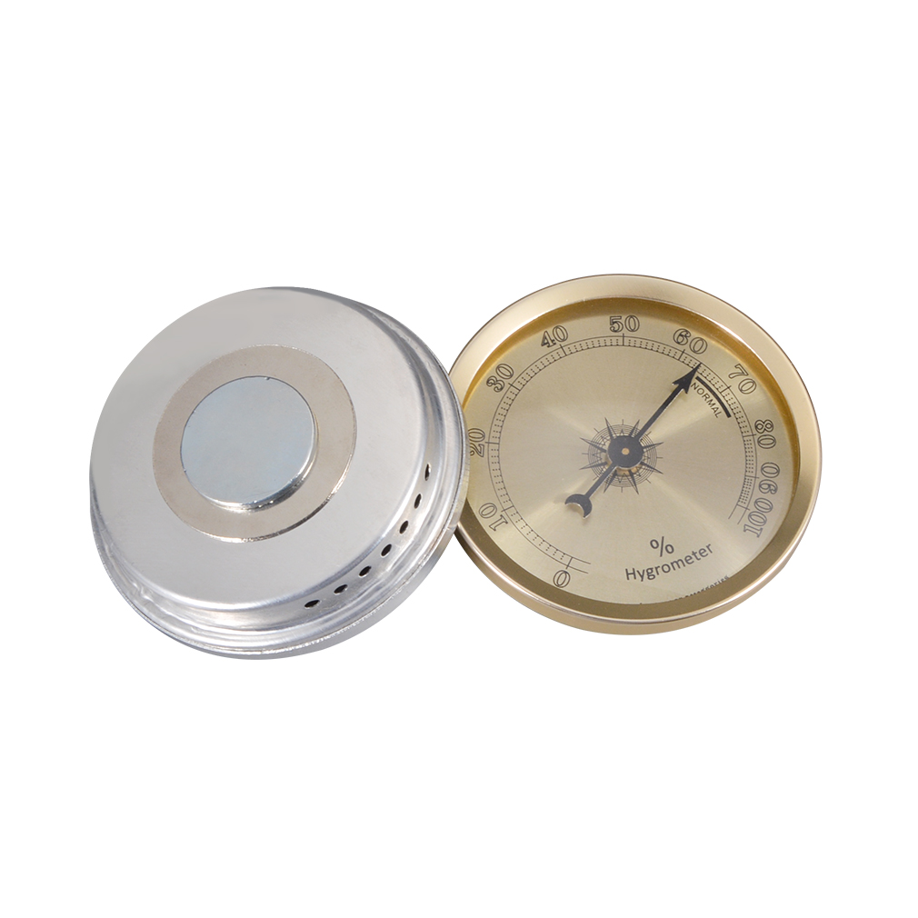 Hotsale Delicate golden round cigar hygrometer for humidor 4