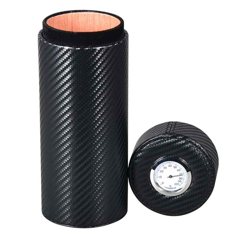 Luxury carbon fiber holder spanish cedar cigar humidor tube 2