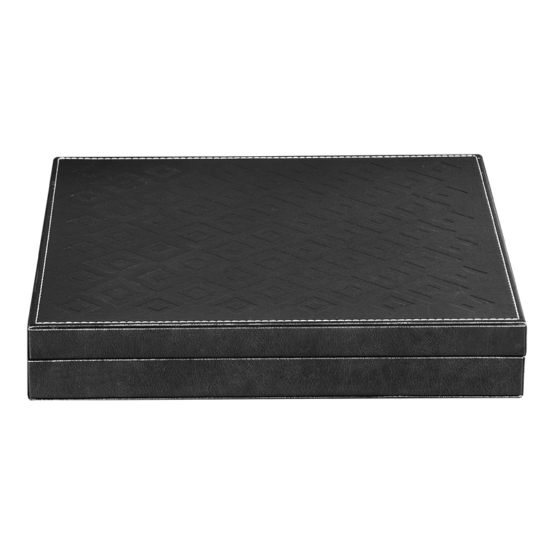 Fashionable new design Handmade Embossed Black PU leather jewelry box 2