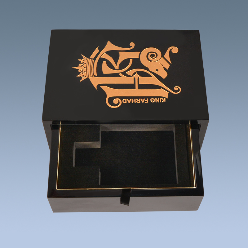 Slide Wood Perfume Box With Gold Foil Logo 4
