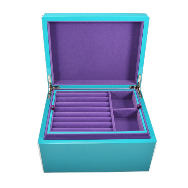 Unique Handcrafted Portable Wooden Jewelry Box Organizer with velvet tray