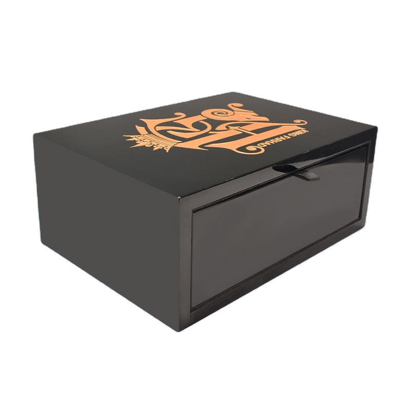 Hot selling Unique new design Black perfume packaging wooden box with drawer