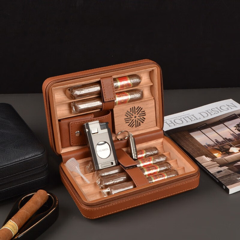Cigar Case Humidor Box PU Leather