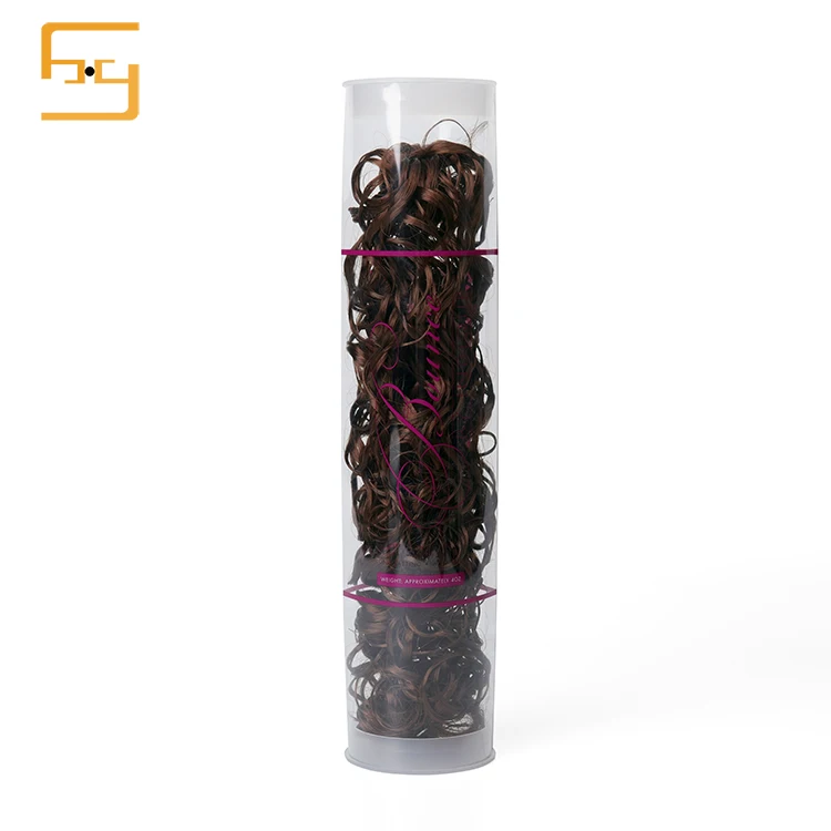 PVC/PET small clear tube cylinder plastic box packaging for hair extension
