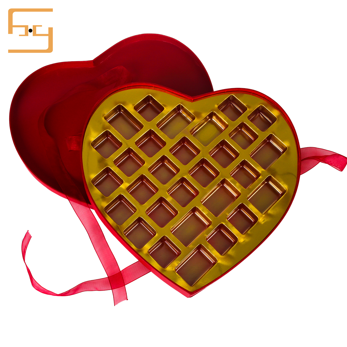 Heart-shape Chocolate Golden Tray Customized Details 3