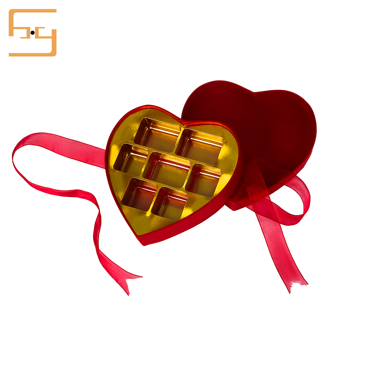 Custom Hot Selling Plastic Heart-shape Chocolate Golden Tray