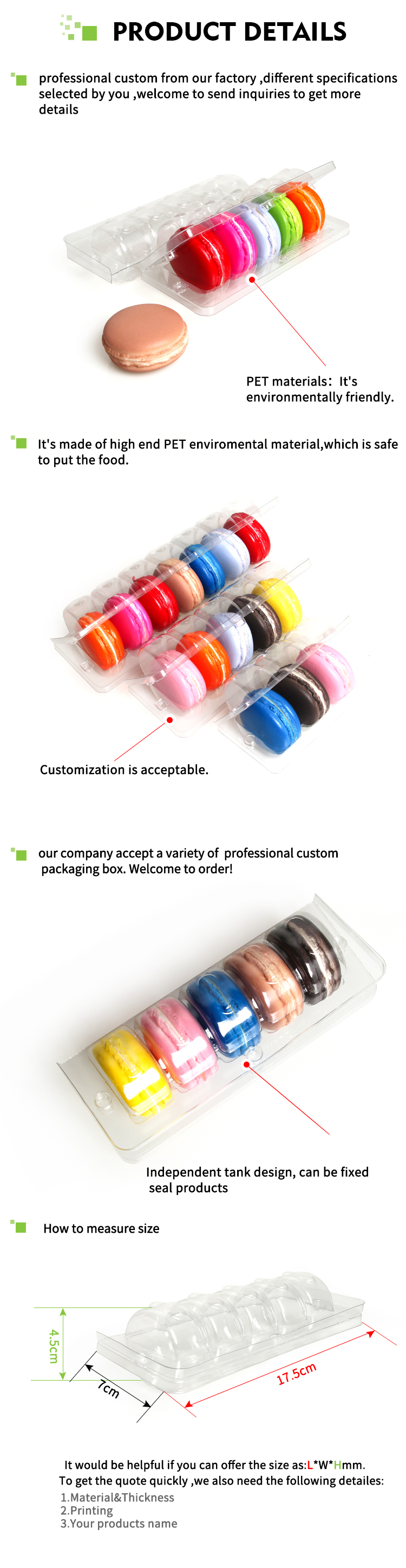 Custom Size Macaron Clamshell Packaging Trays Packaging for Macaron