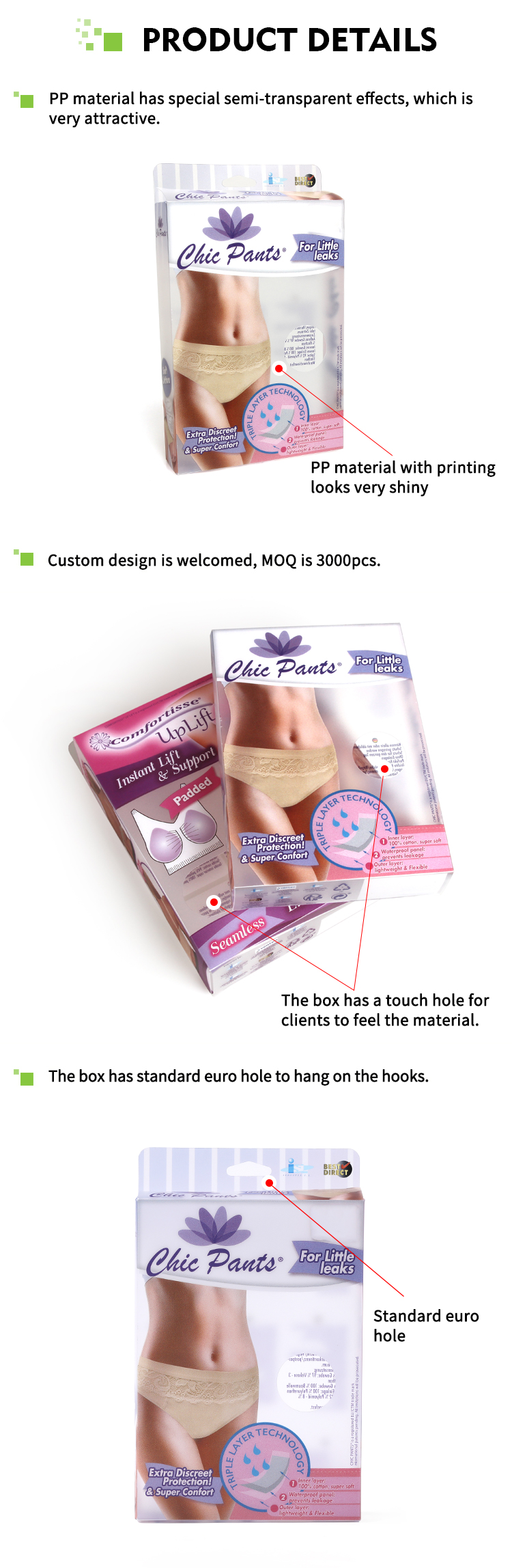 New Design Wholesale Custom Logo Underwear Or Clothing Plastic Packaging PP PET PVC Box