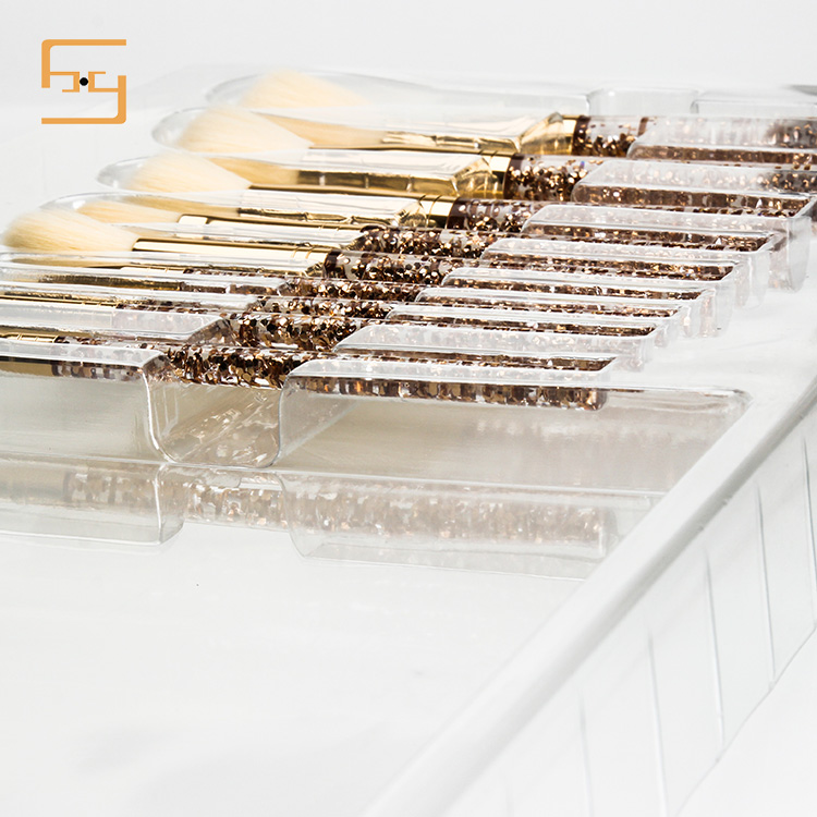 Custom High Quality Clear Plastic Tray Cosmetic Makeup Brush Set 3