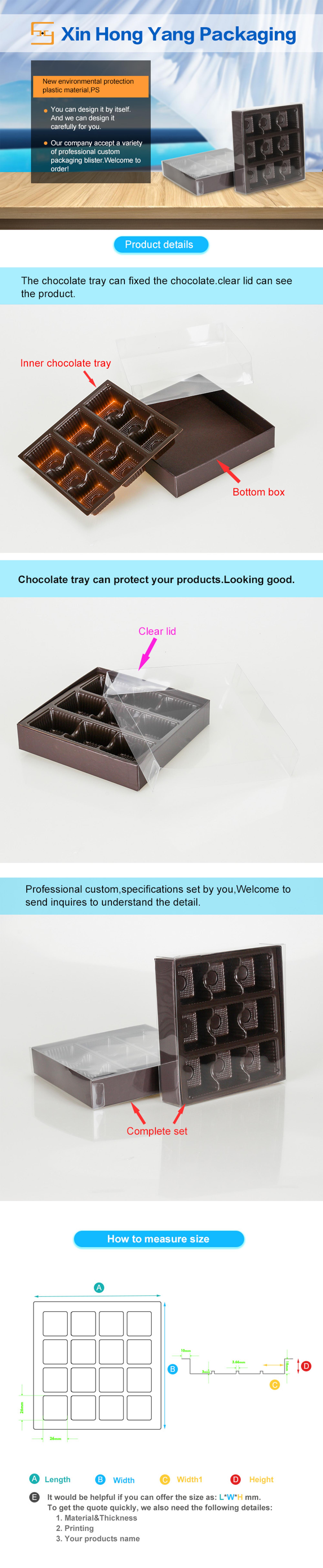 New Design Plastic Blister Food Chocolate Packaging Insert Tray