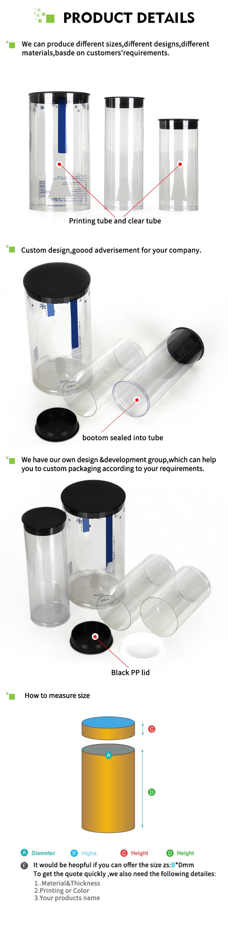 Custom Printed PVC Cylinder Box Clear PVC Cylinder Tube Box for Electronic