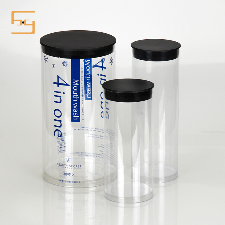 2018 Custom Logo Cylinder Shape Clear PVC PET PP Material Plastic Packaging Box 7