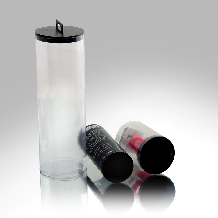 Clear PET cylinder tube box plastic transparent cylinder with hanger cap 5