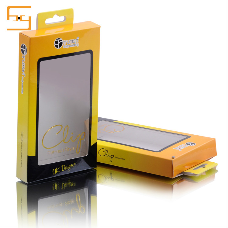 Clear pvc phone case box/plastic packaging with euro hole for power bank